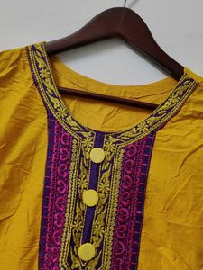 Yellow Embroidered Kurta
