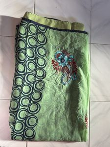 Beautiful Green Saree with Floral Embroidery