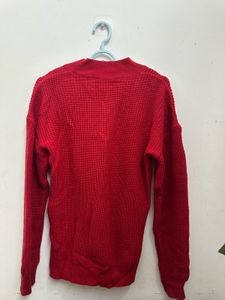 V-Neck Red Knit Sweater