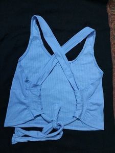 Blue Criss-Cross Back Tank Top