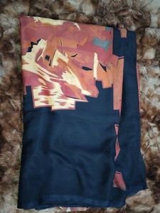 Elegant Blue &amp; Brown Printed Saree