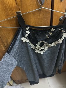 Grey NY Cold Shoulder Top