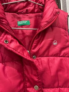 Hot Pink Puffer Jacket - Benetton (Size : S)