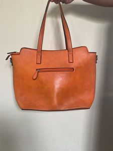 Chic Orange Textured Tote Bag