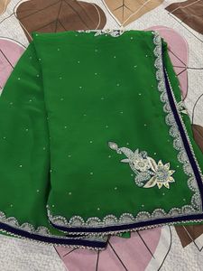 Vibrant Green Embellished Saree