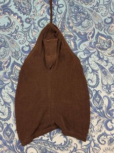 DIVIDED Brown Halter Top