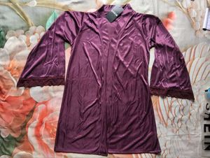 Lace Trim Satin Nightgown &amp; Robe Set