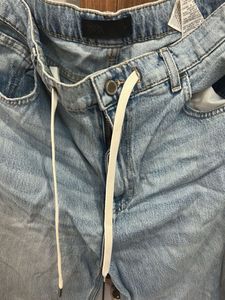 Zara-Light Wash Denim Jeans with Drawstring