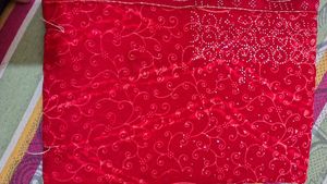 Exquisite Red Saree with Embellishments