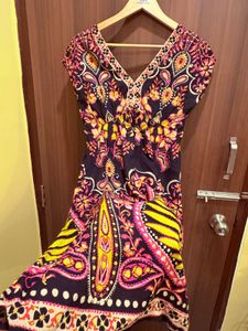 Label Ritu Kumar Boho Paisley Print V-Neck Dress