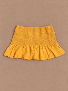 Yellow Smocked Flounce Skirt