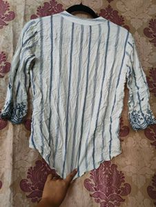 Embroidered Striped Kurta
