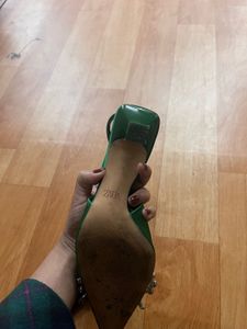 Zara Green Jewel Bow Heels