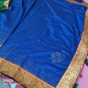 Vibrant Blue Saree without blowse