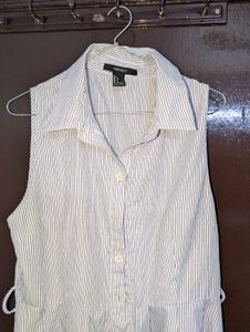 FOREVER 21 Sleeveless Striped Shirt Dress