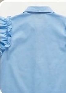 Light Blue Ruffled Sleeve Shirt