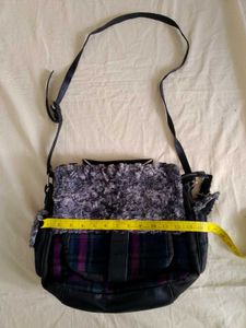 Plaid &amp; Fur Crossbody Bag