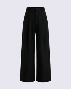 Chic Black Vest and Wide-Leg Pants Set