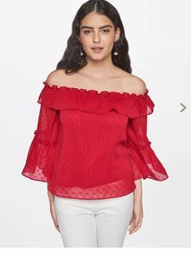 Chic Off-Shoulder Red Ruffle Top