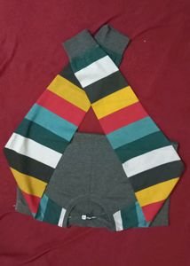Graphic striped raglan long sleeve tee