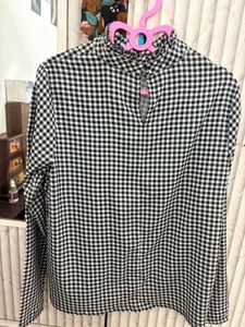 Gingham Check Mock Neck Top