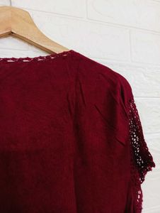 Maroon Crochet Detail Top