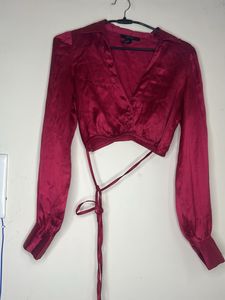 Satin Wrap Crop Top