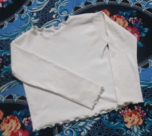 White Lettuce Trim Long Sleeve Top