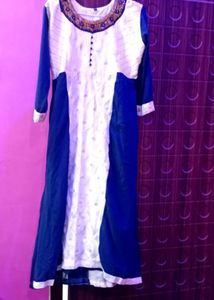 Blue and White Peacock Kurta