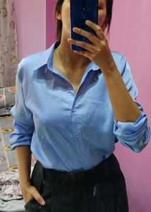 Classy Blue Satin Shirt
