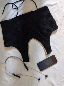 becklass Elegant Black Blouse with Gold lace
