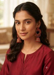 Stunning Red Jhumka Earrings