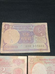 Old Indian Currency- 2rs Notes And 1rs Note(5notes