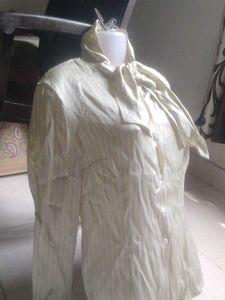Elegant Striped Blouse with Scarf Deta imported fa