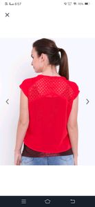 Madame Women  Red Solid Layered Top