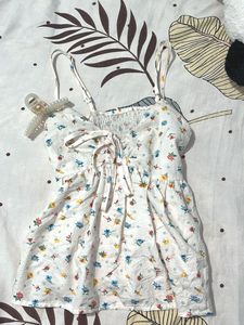 Floral Print Cami Top with Tie Detail