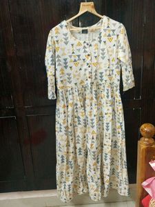 White Printed Kurti Dress