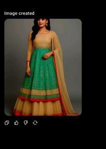 Elegant Green &amp; Gold Anarkali Suit