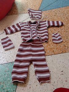 Striped Knit Baby Outfit Set 4 piece