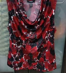 Alfani Women's Red Black Floral Sleeveless Top