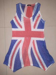 Union Jack Print Sleeveless Tunic Top