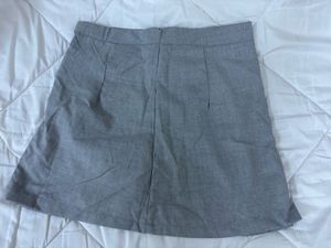 Grey Pleated Mini Skirt