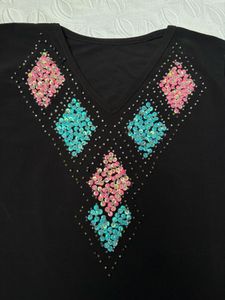 Y2K Bejeweled Black Fitted  Top
