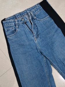 Blue Jeans with Black Side Stripe