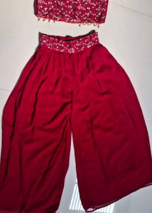 Maroon Embroidered Sharara Suit Set