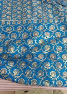 Beautiful Blue Brocade Silk Saree
