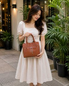Imported Chic Brown Top-Handle Handbag