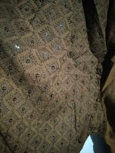 Brown Sequined Patterned Pants