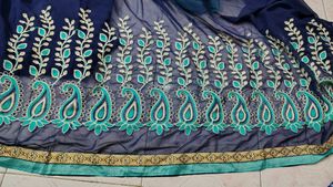 Navy Blue Net 2 Color Saree