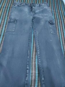 Blue Denim Cargo Pants